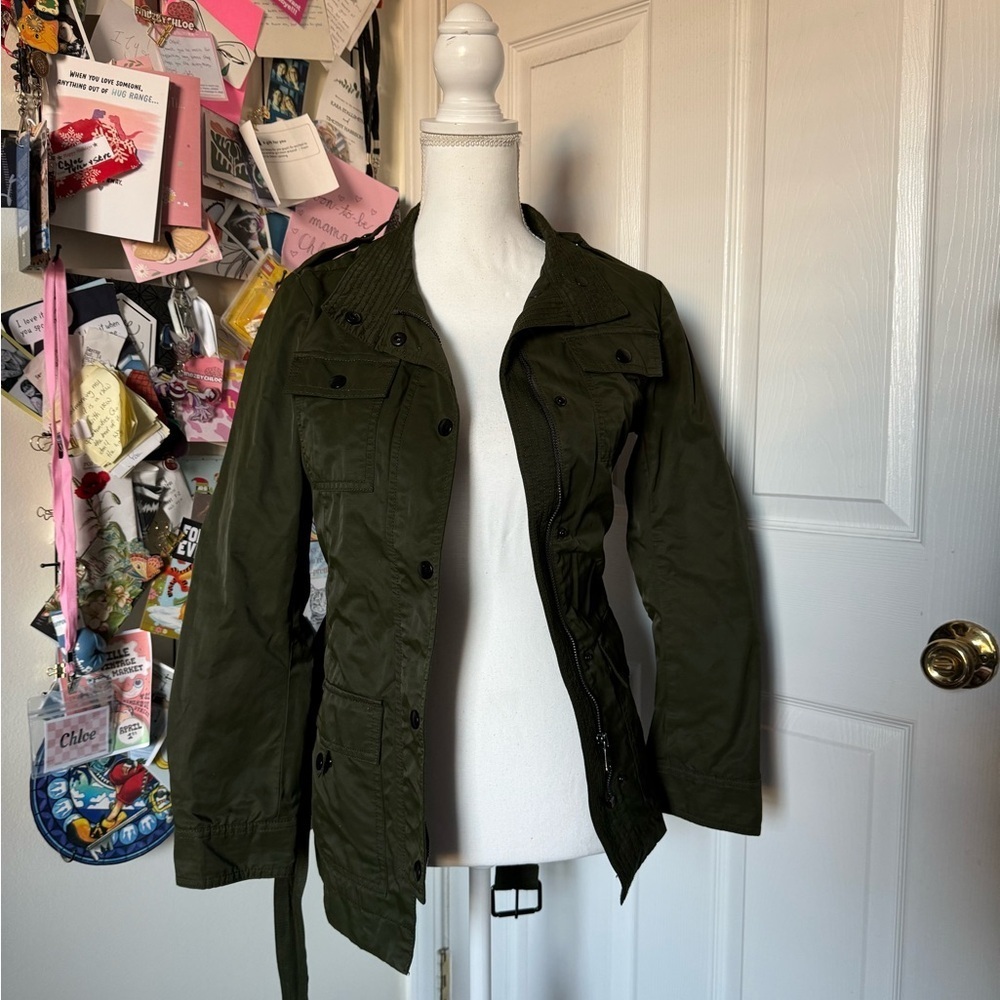Banana Republic Dark Green Rain Jacket Extra Small